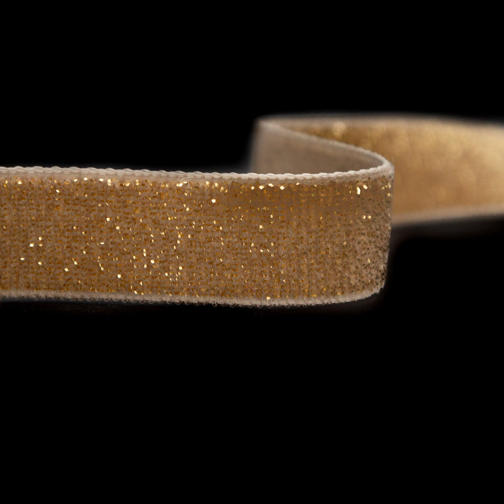 Italian Gold Glitter Velvet Ribbon - 0.625