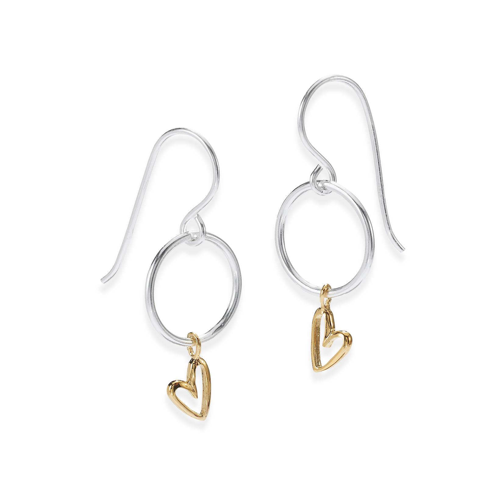 Petite Heart Sterling Silver Earrings, Goldplated Hearts, French Hooks - Northstyle Catalog
