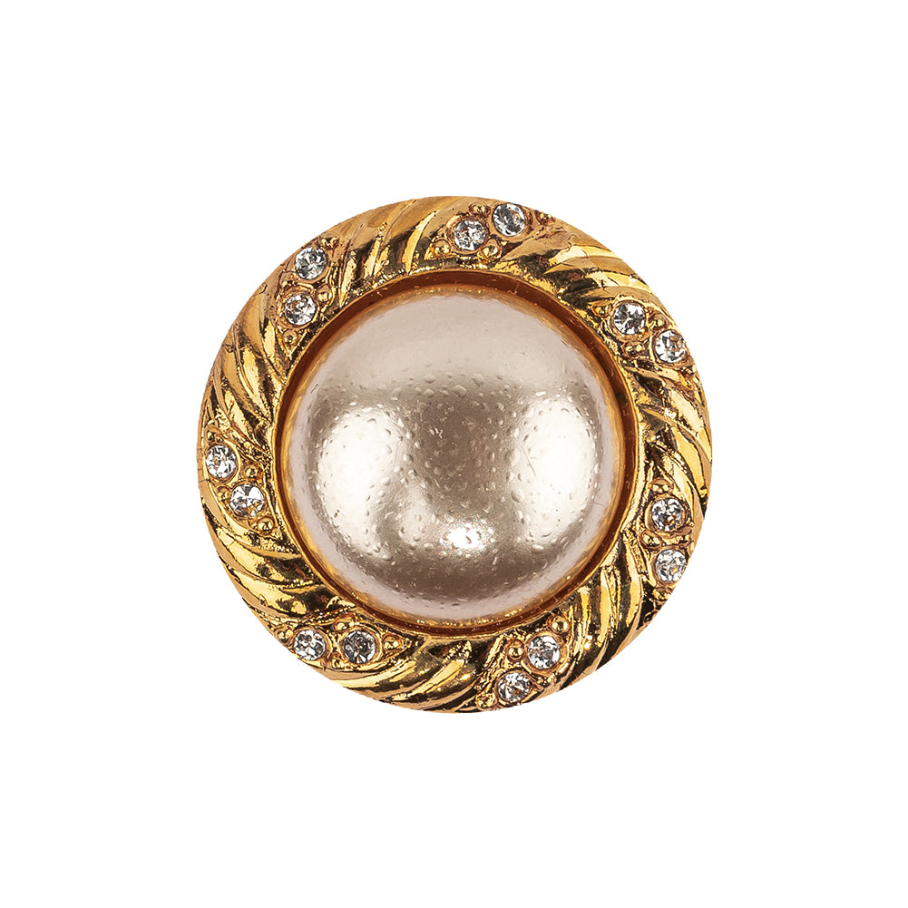 Vintage Swarovski Crystal Rhinestones and Gold Metal Shank Button with Pearl Finished Center - 38L/24mm - Joann Fabrics