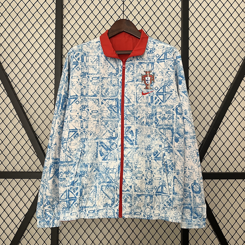 2024 Portugal Reversible Windbreaker (red-white)Soccer Jersey 1:1 Thai Quality