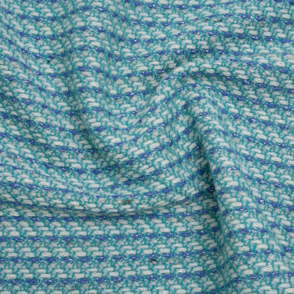 Metallic Wool Blend Tweed Made in Italy - Aqua, Blue and White - Joann Fabrics