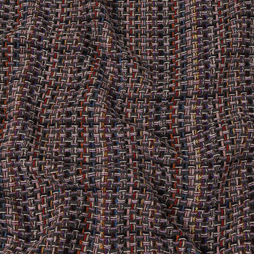 Italian Charcoal, Candy Pink and Blue Blended Wool Tweed - Joann Fabrics