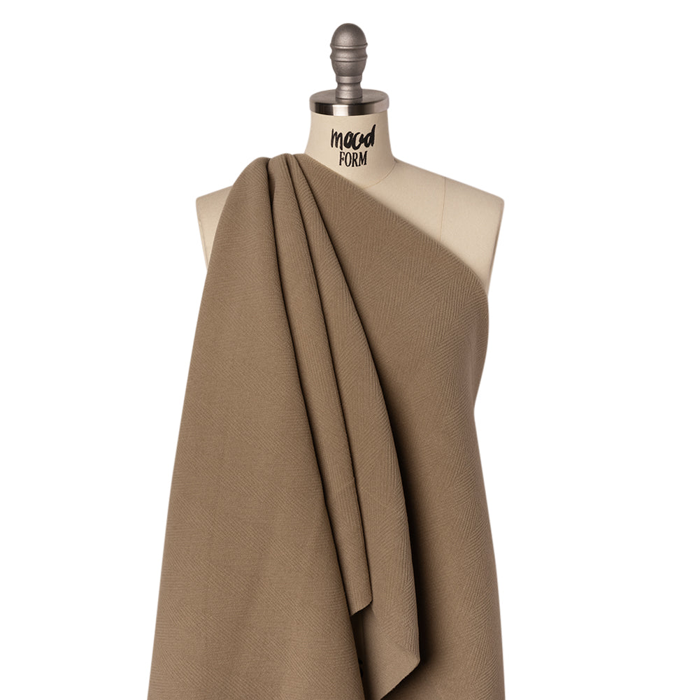 Wool Blend Herringbone Twill Coating Made in Italy - Tan - Deadstock - Joann Fabrics