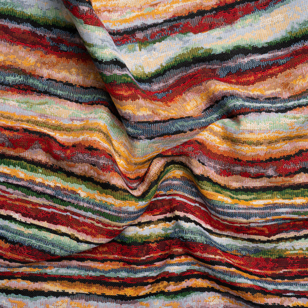 Red, Yellow and Blue Landscape Stripes Polyester and Cotton Jacquard - Joann Fabrics