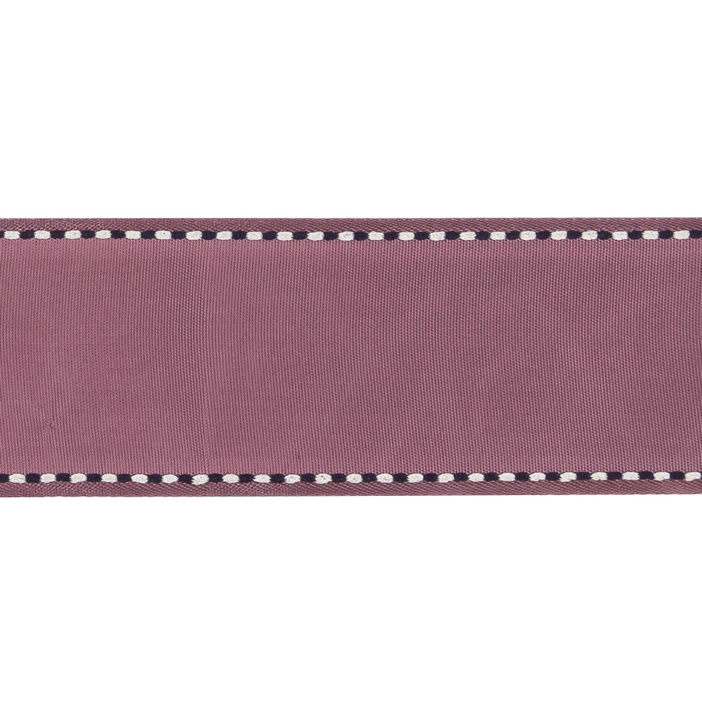 Purple Woven Ribbon with Navy Blazer and White Stitched Border - 1.375