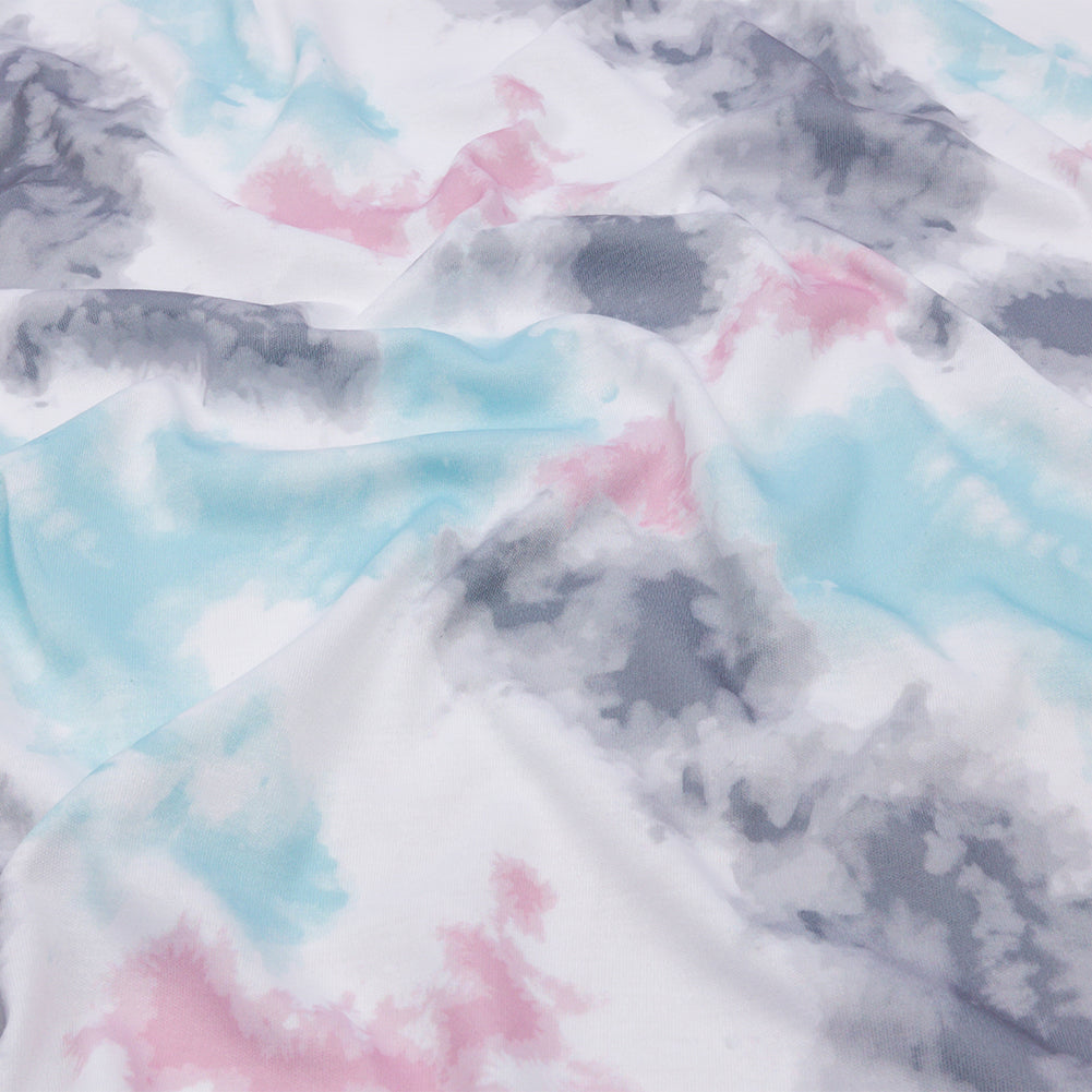Pink, Gray and Blue Tie Dye Recycled Polyester Interlock Knit - Joann Fabrics