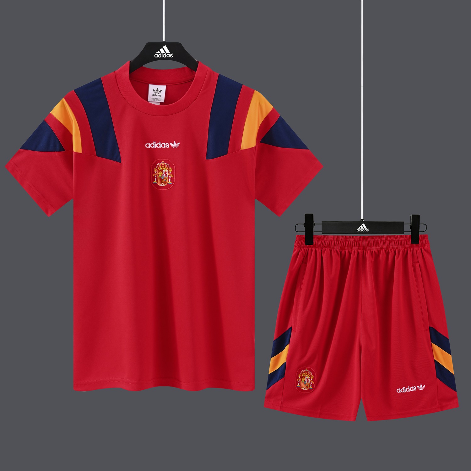 Spain 2026 Originals Trefoil Short-Sleeve Training Set - Red Top & Red Shorts - UnitedFutballJersey