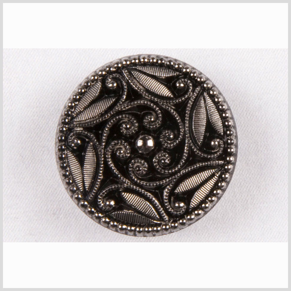 Black/Platinum Glass Button - 36L/23mm - Joann Fabrics