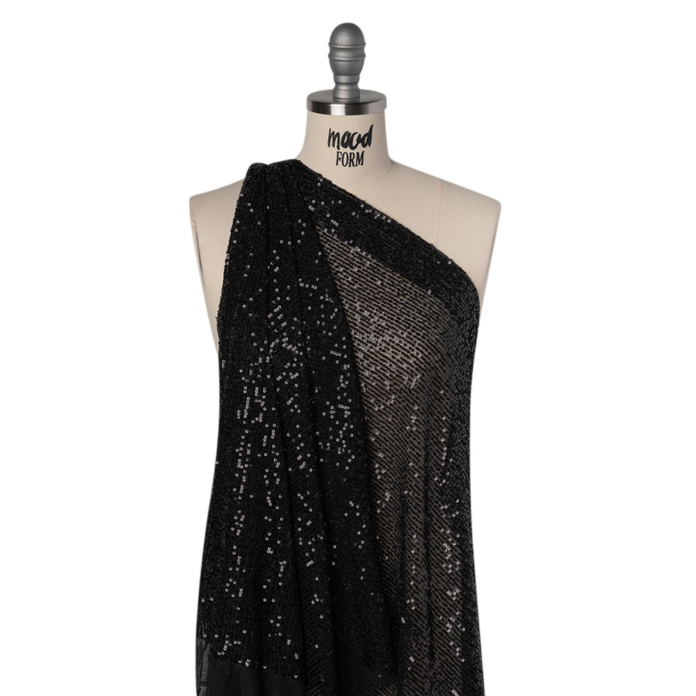 Recycled Polyester Circle Sequin Stripes on Stretch Mesh - Black - Transcendent Collection - Joann Fabrics