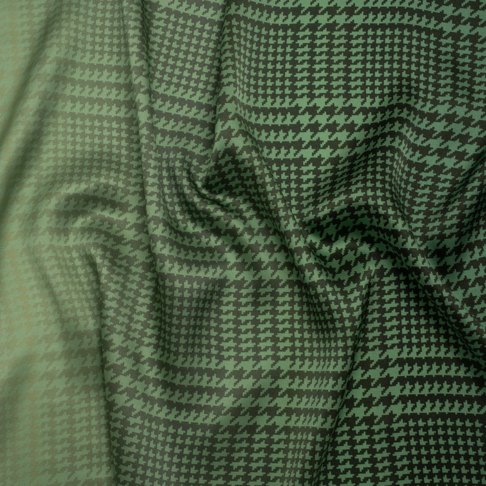 Silk Charmeuse Print 16MM, Made in Italy - Sage, Forest Green and Black Glen Check Ombre - Joann Fabrics