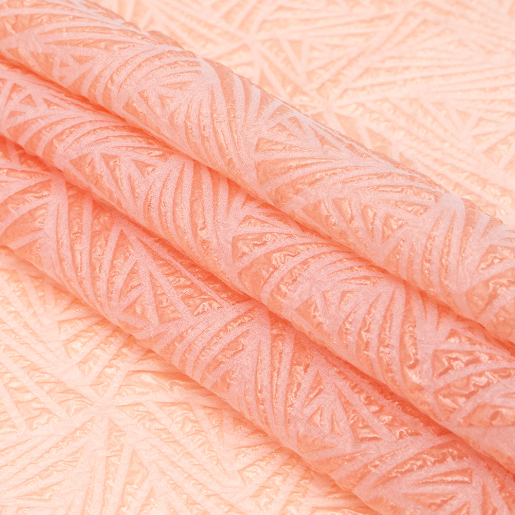 Luminous Coral Geometric Double-Layer Creped Organza Brocade - Joann Fabrics