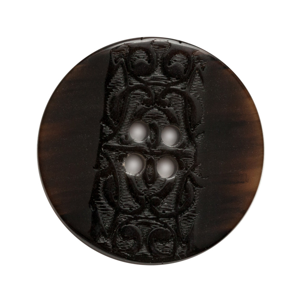 Plastic 4-Hole Button - 45L/29mm - Black Ornate Swirls Embossed Stripe - Joann Fabrics