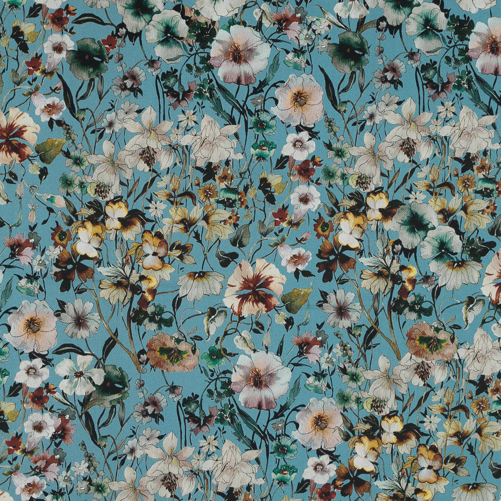 Stretch Cotton Sateen - Blue Floral - Passing of Adonis Print - Mood Exclusive Gaia Collection - Joann Fabrics
