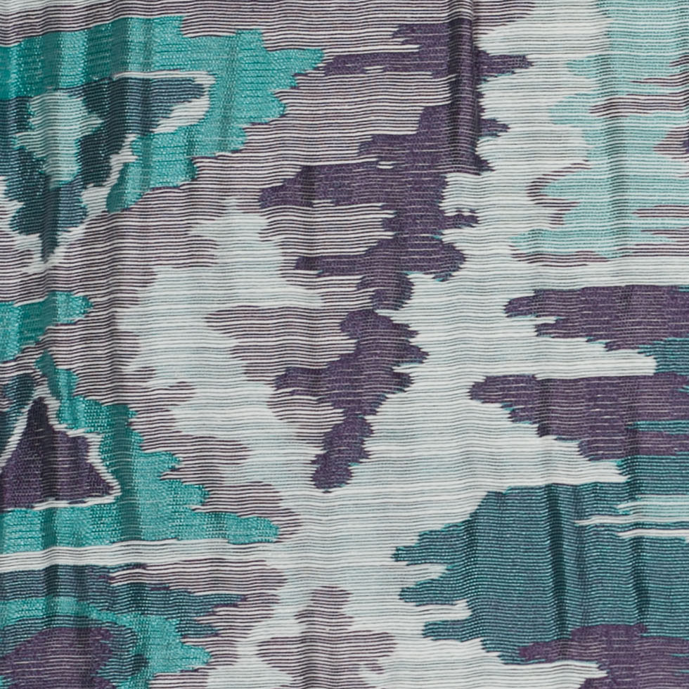 Indian Aqua/Purple Ikat-Like Geometric Poly/Cotton Brocade - Joann Fabrics