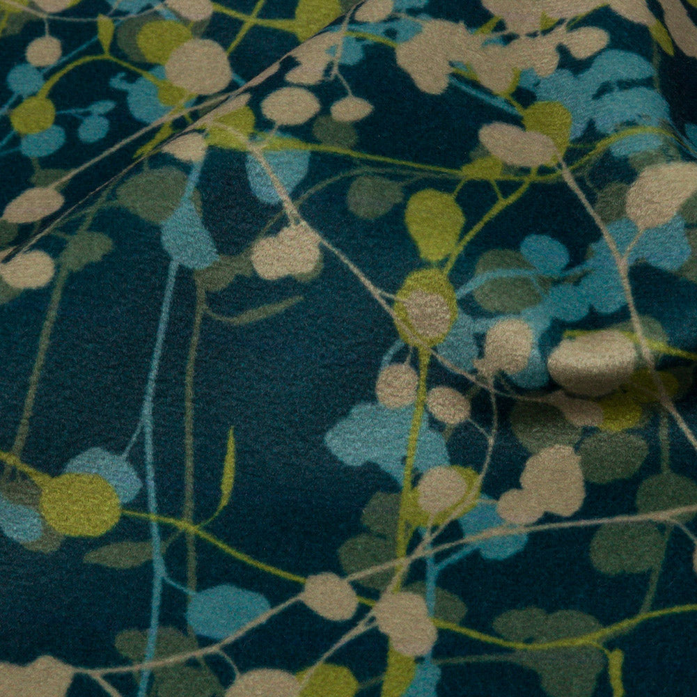 Printed Polyester Velvet - French Navy Berry Vines - British Imported - Joann Fabrics