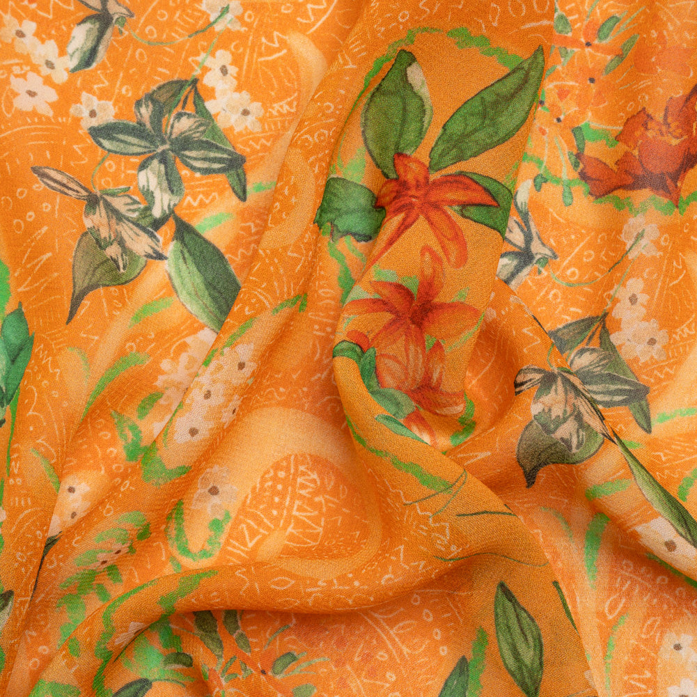 Mood Exclusive Orange Swooping Grounds Viscose Georgette - Joann Fabrics