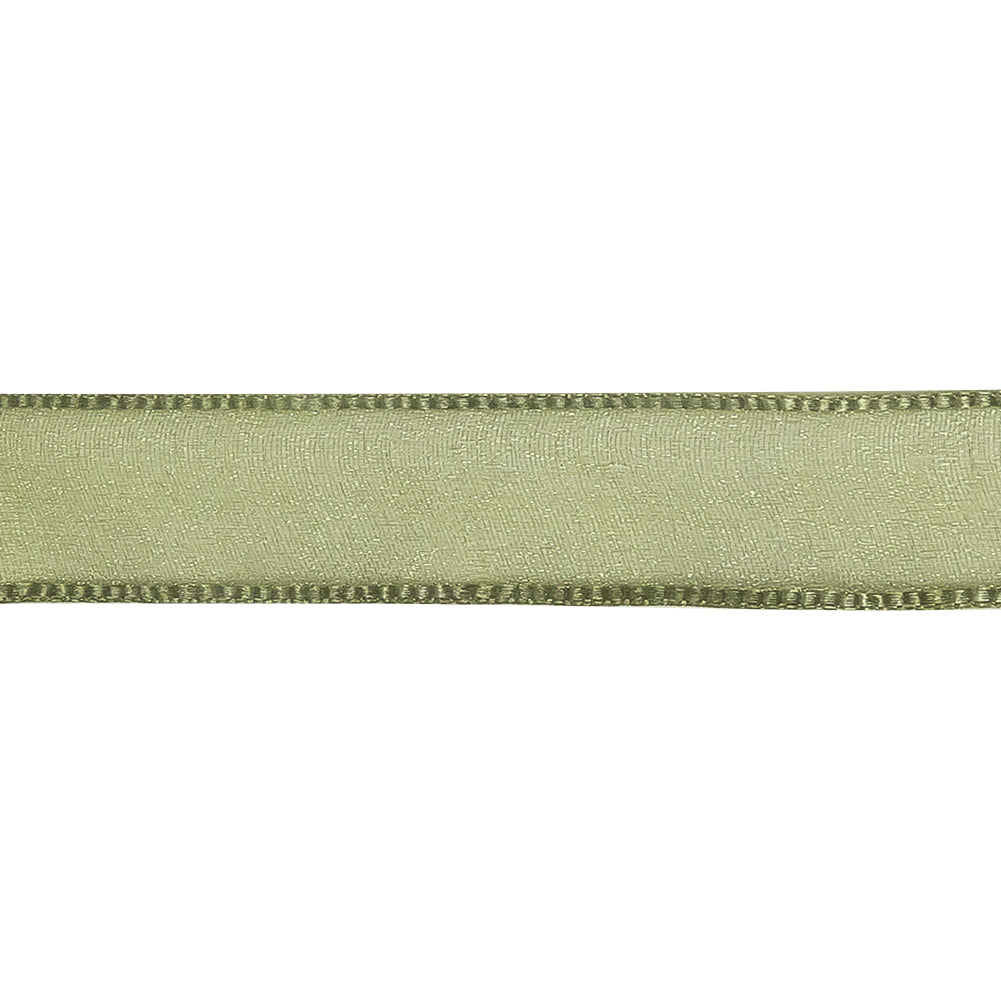Moss Shimmering Organza Ribbon with Woven Edges - 0.75