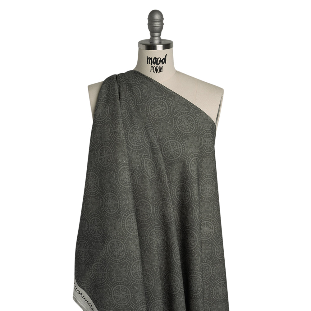 Linen and Rayon Woven Print - Gray Medallions - Mood Exclusive Gawain's Glory - Joann Fabrics