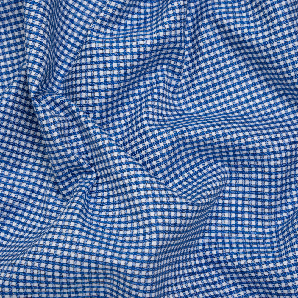 Cotton Twill Shirting - Cobalt Blue and White Checks - Deadstock - Joann Fabrics