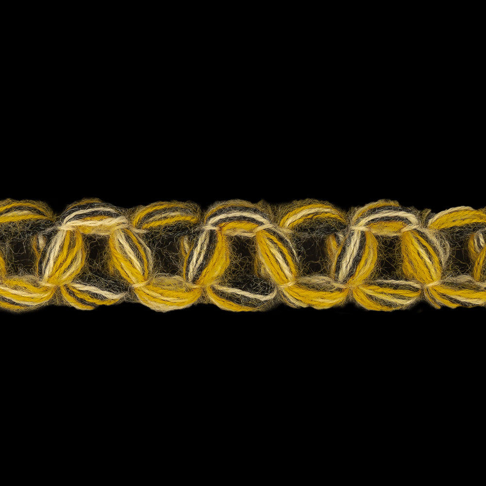 Forest, Yellow and Light Gray Circle Chains Trim - 0.75