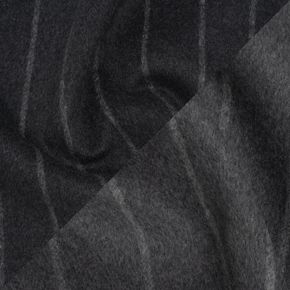 Brushed Wool Double Cloth Coating - Gray and Black Chalk Stripes - Deadstock - Joann Fabrics