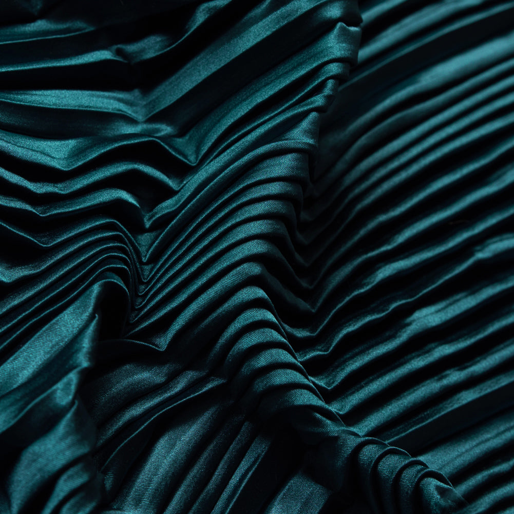 Pleated Stretch Satin - Teal - Andreas Collection - Joann Fabrics