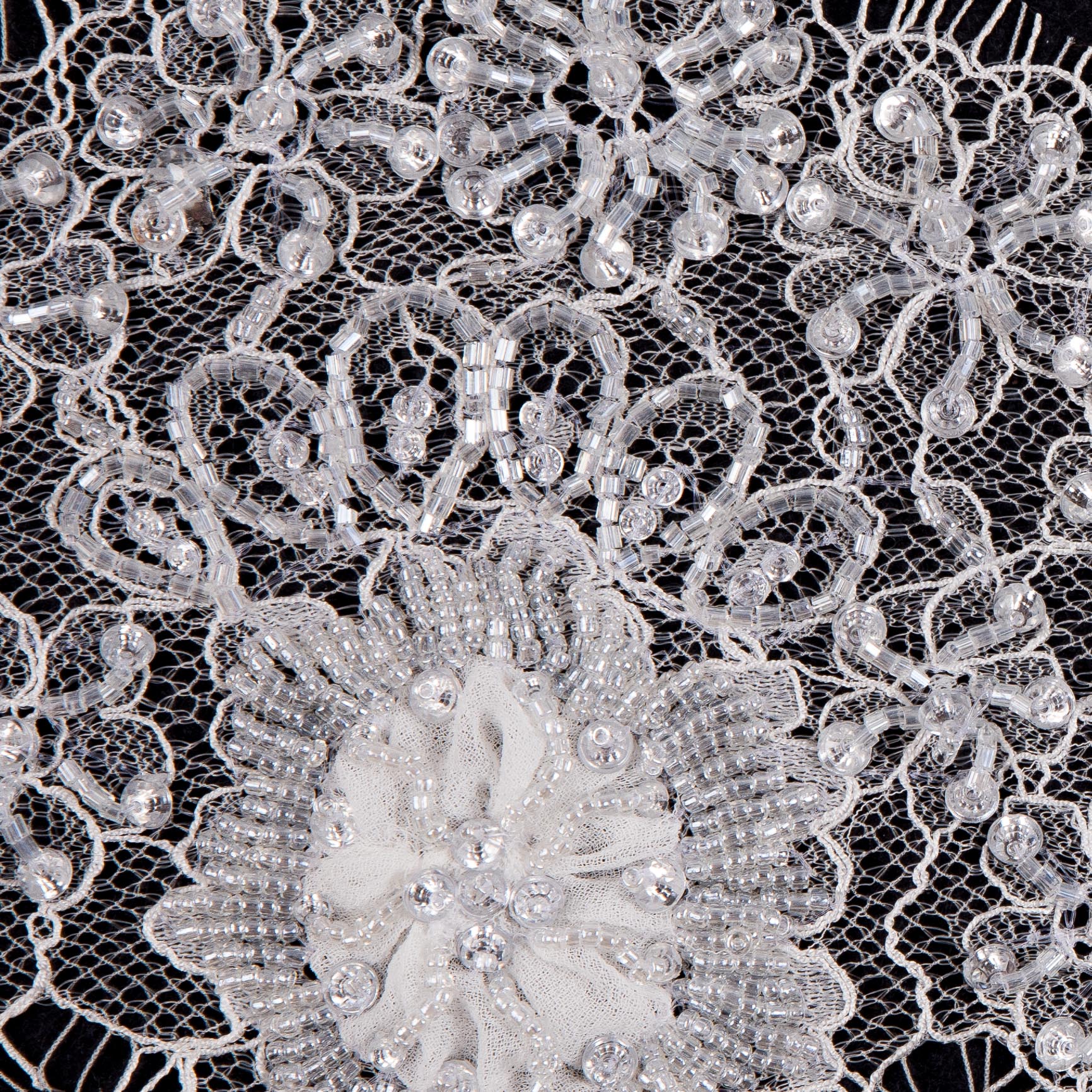 White Beaded Lace Trim - 4.5