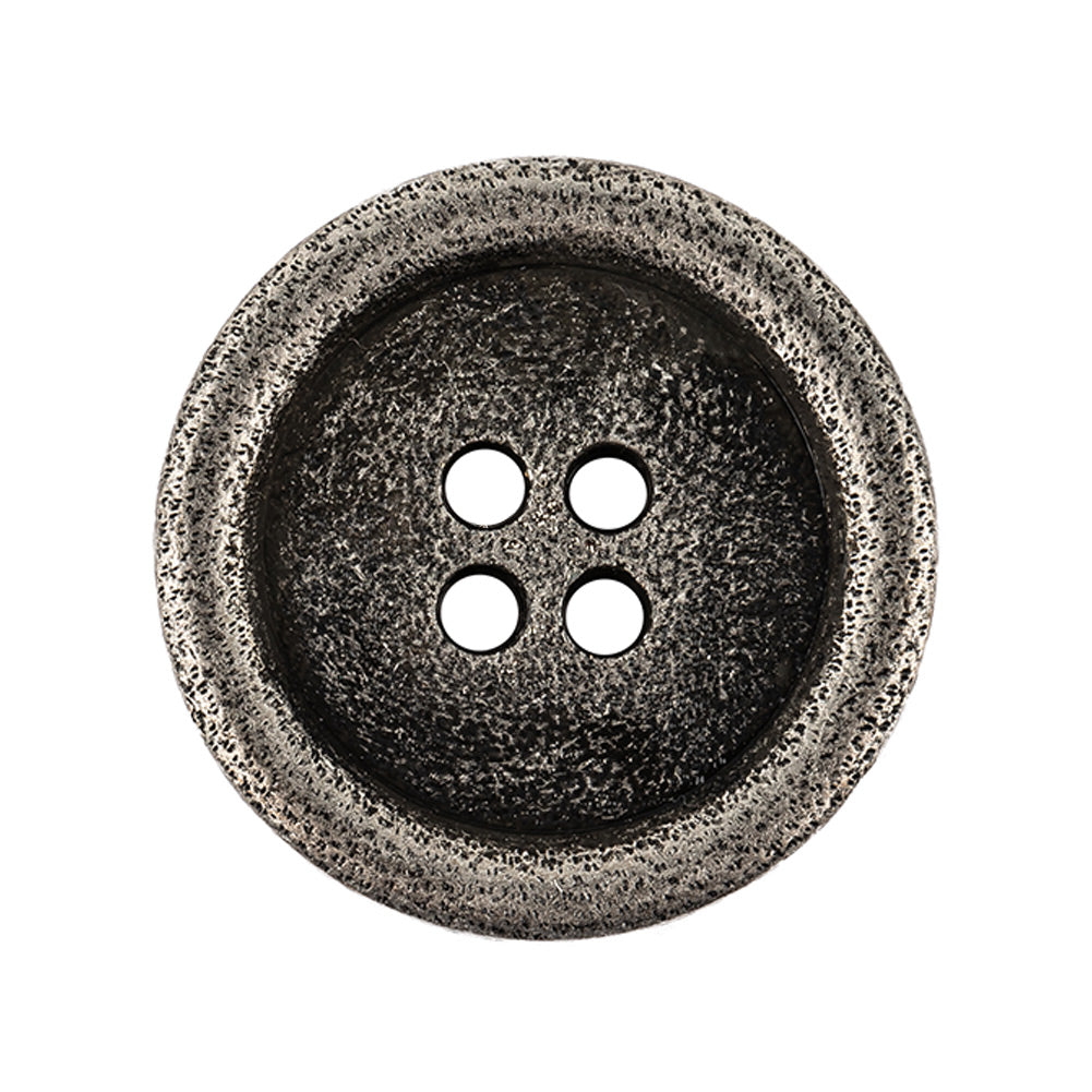 Italian Carbon Silver Shallow Plate 4-Hole Metal Look Coat Button - 44L/28mm - Joann Fabrics