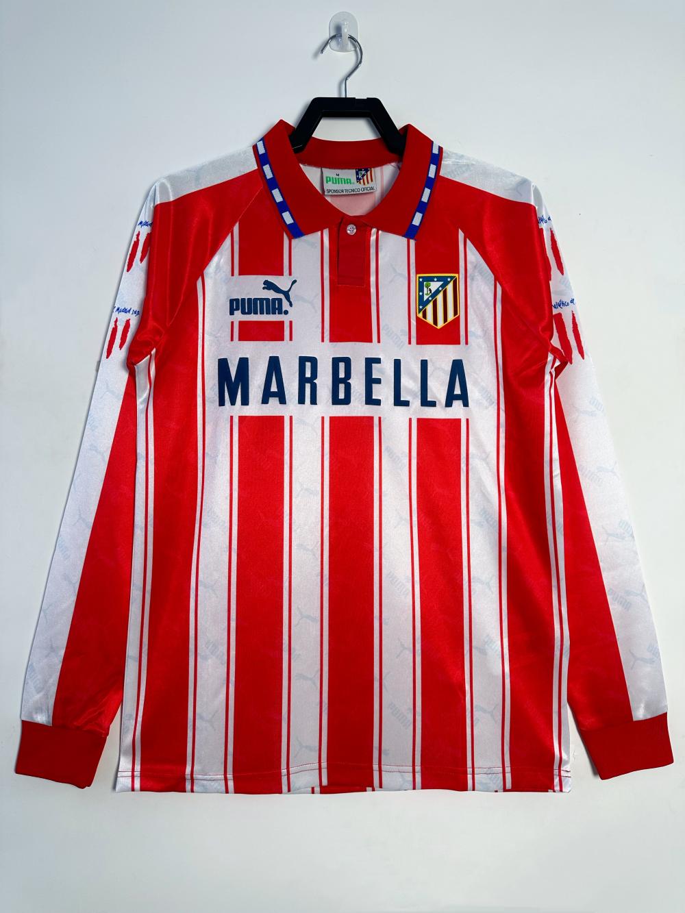 1994/1995 Retro Long sleeve Atletico Madrid Home Soccer Jersey 1:1 Thai Quality
