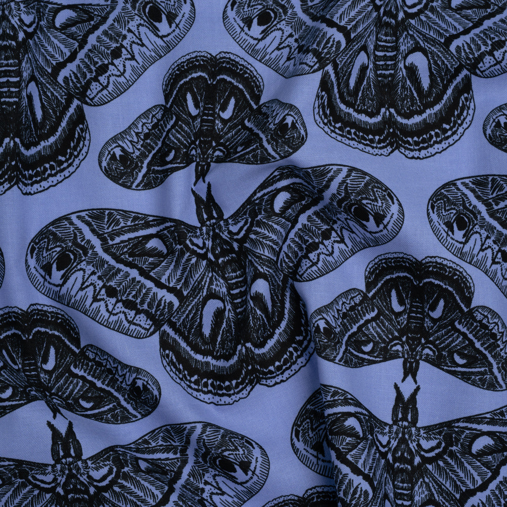 Printed Quilting Cotton by Anna Maria Textiles for Northcott - Cerulean Cecropia Moths - Indelible Ink Collection - Joann Fabrics