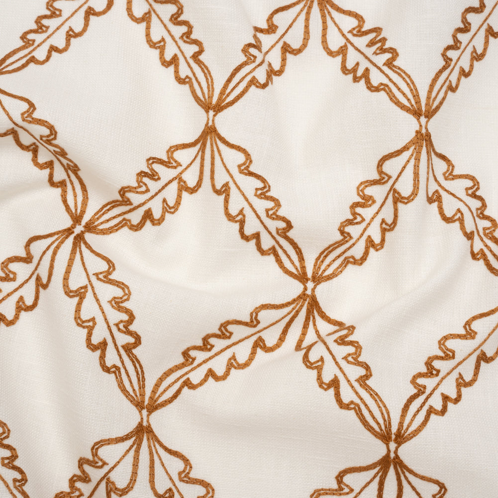Embroidered Polyester and Cotton Woven - Paprika Leaf Diamonds - British Imported - Joann Fabrics