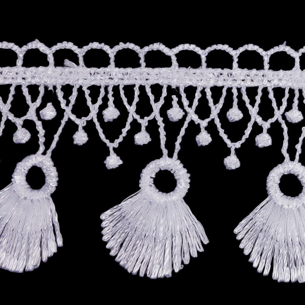 Famous NYC Designer Brilliant White Fan Fringe Venise Lace Trim - 2.125 - Joann Fabrics