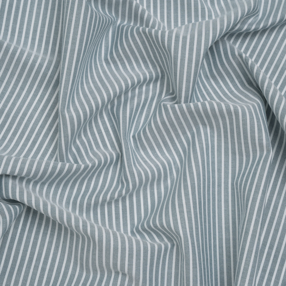 Cotton Oxford Shirting - Dark Teal Green and White Stripes - Deadstock - Joann Fabrics