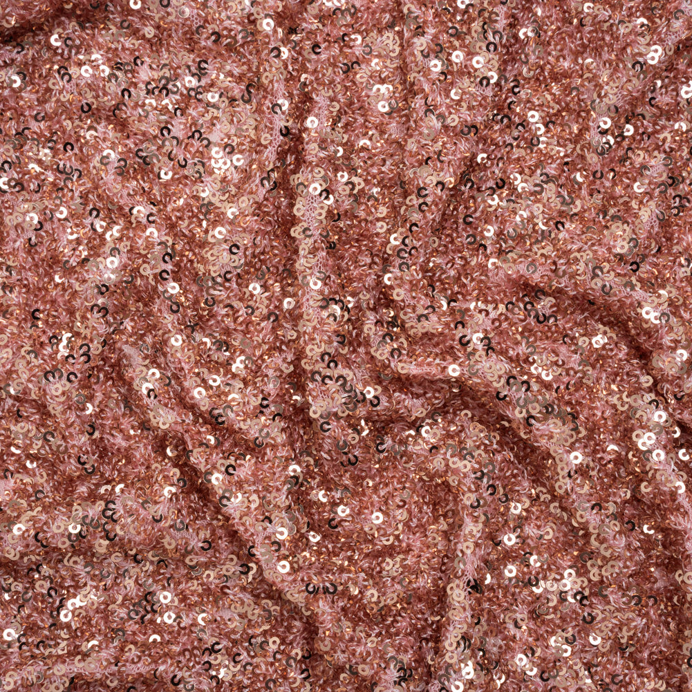 Recycled Polyester All-Over Circular Baby Sequins on Stretch Mesh - Pink - Divine Collection - Joann Fabrics