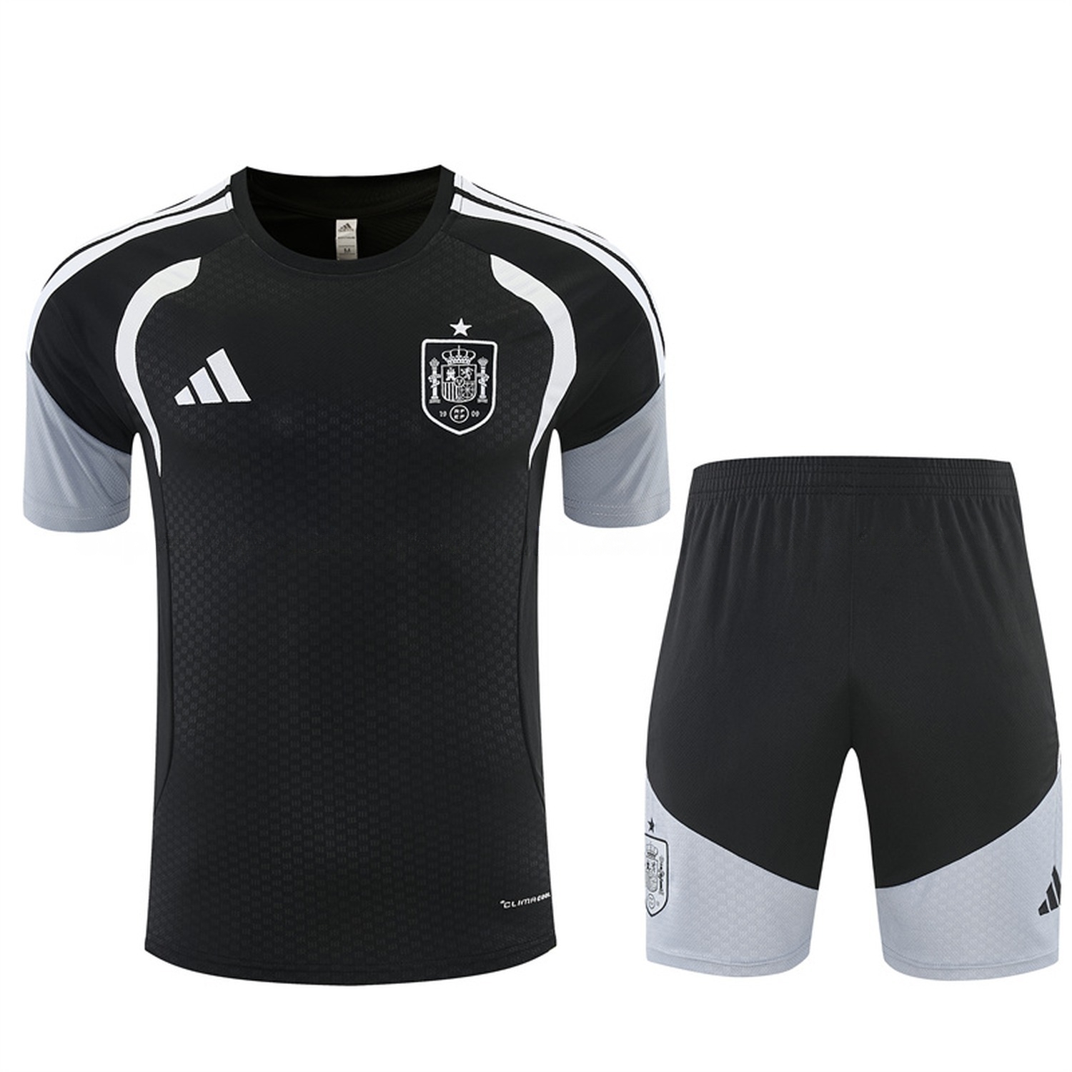 Spain 2026 Short-Sleeve Training Set - Black Top & Black Shorts - UnitedFutballJersey
