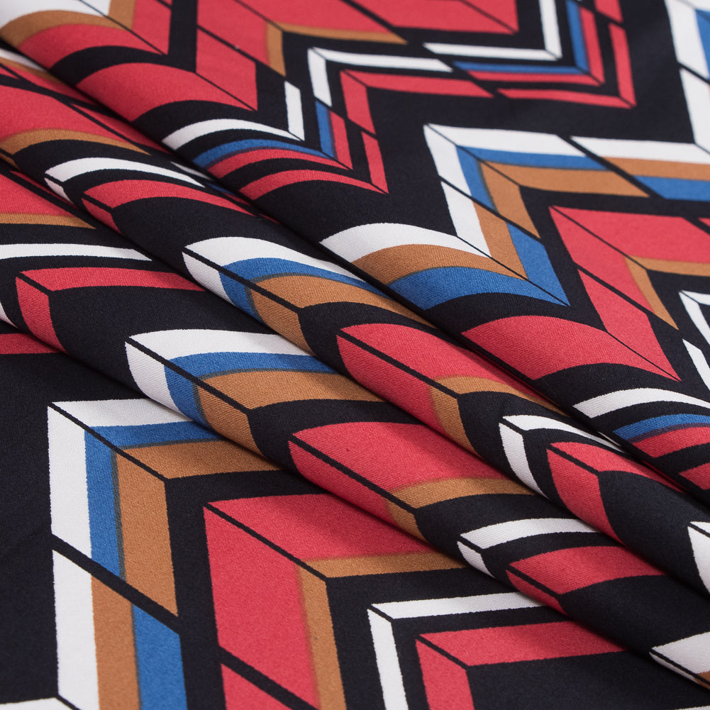 Red, Brown and Blue Chevron Stretch Cotton Sateen - Joann Fabrics