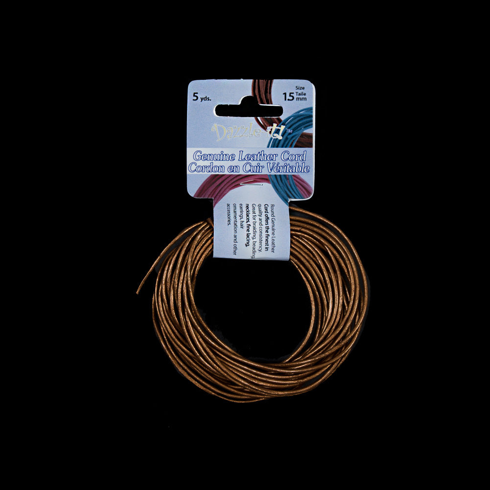 Dazzle-It Metallic Bronze Genuine Leather Cord - 1.5mm - Joann Fabrics