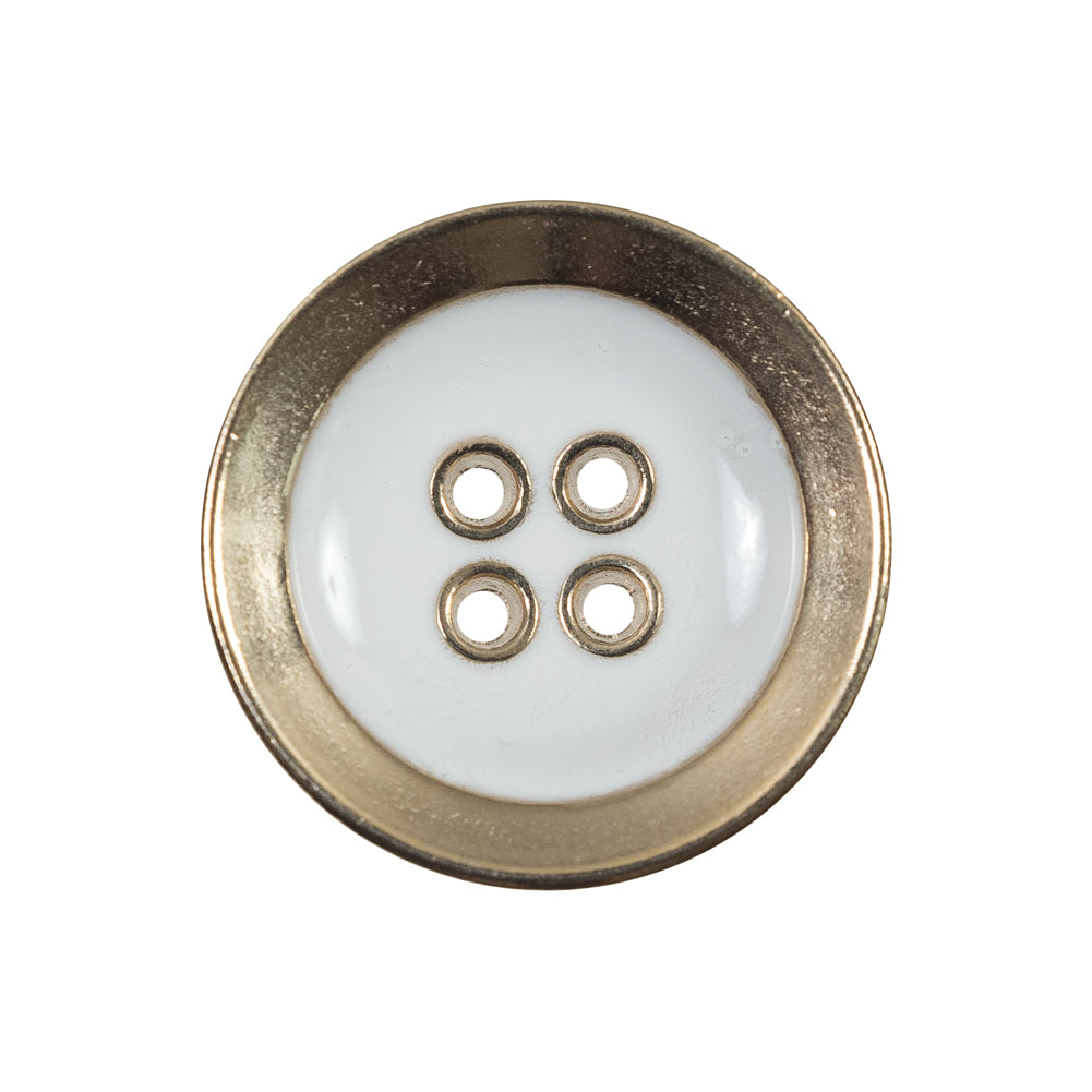 Italian White and Gold Metal 4-Hole Button - 40L/25.5mm - Joann Fabrics