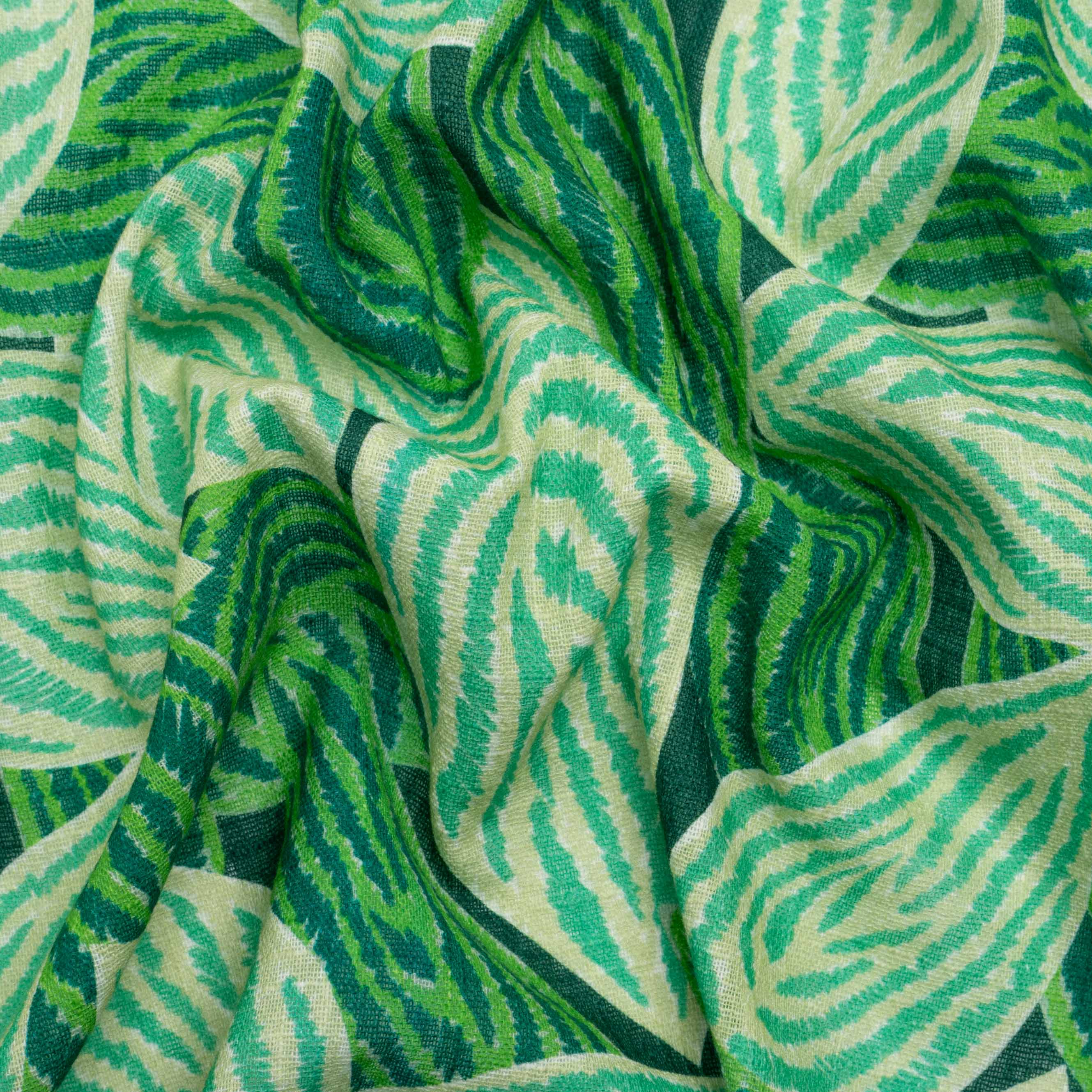 Slubbed Gauzy Cotton Woven Print - Green Simple Leaves - Mood Exclusive Leaf Linger - Joann Fabrics