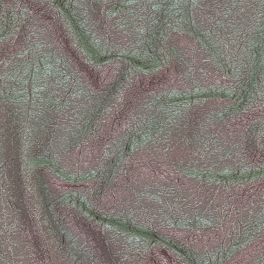 Astrolabe Metallic Seafoam and Pink Crinkled Luxury Brocade with White Backing - Joann Fabrics