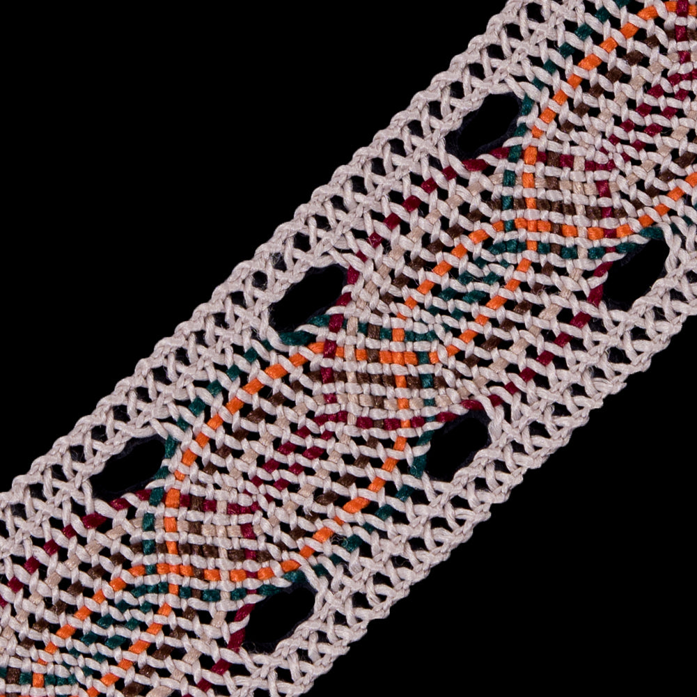 Beige Multicolor Crochet Trim - 1.25