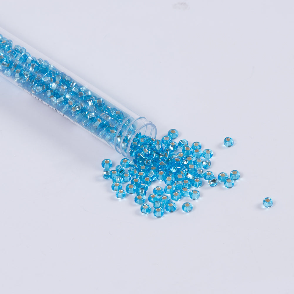 Silver Lined Aqua Czech Seed Beads - Size 6 - Joann Fabrics