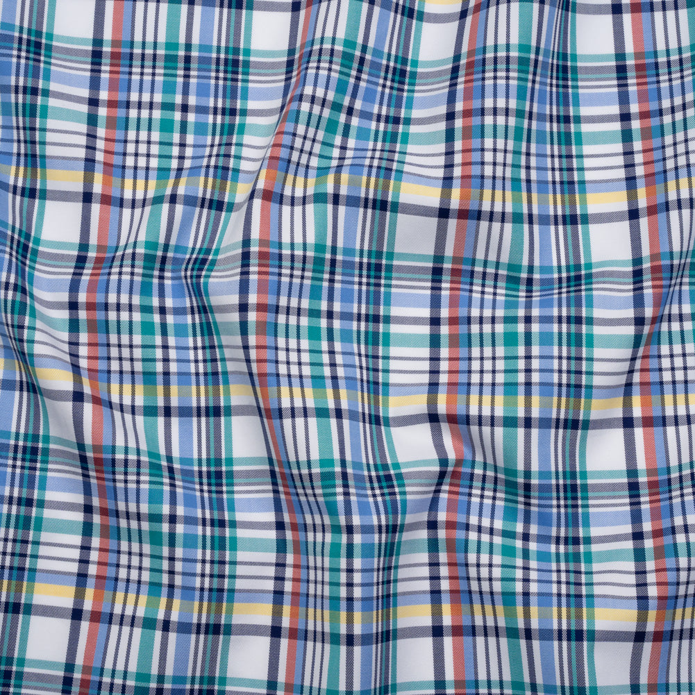 Cotton Twill Shirting - Navy, White and Multicolor Plaid - Deadstock - Joann Fabrics