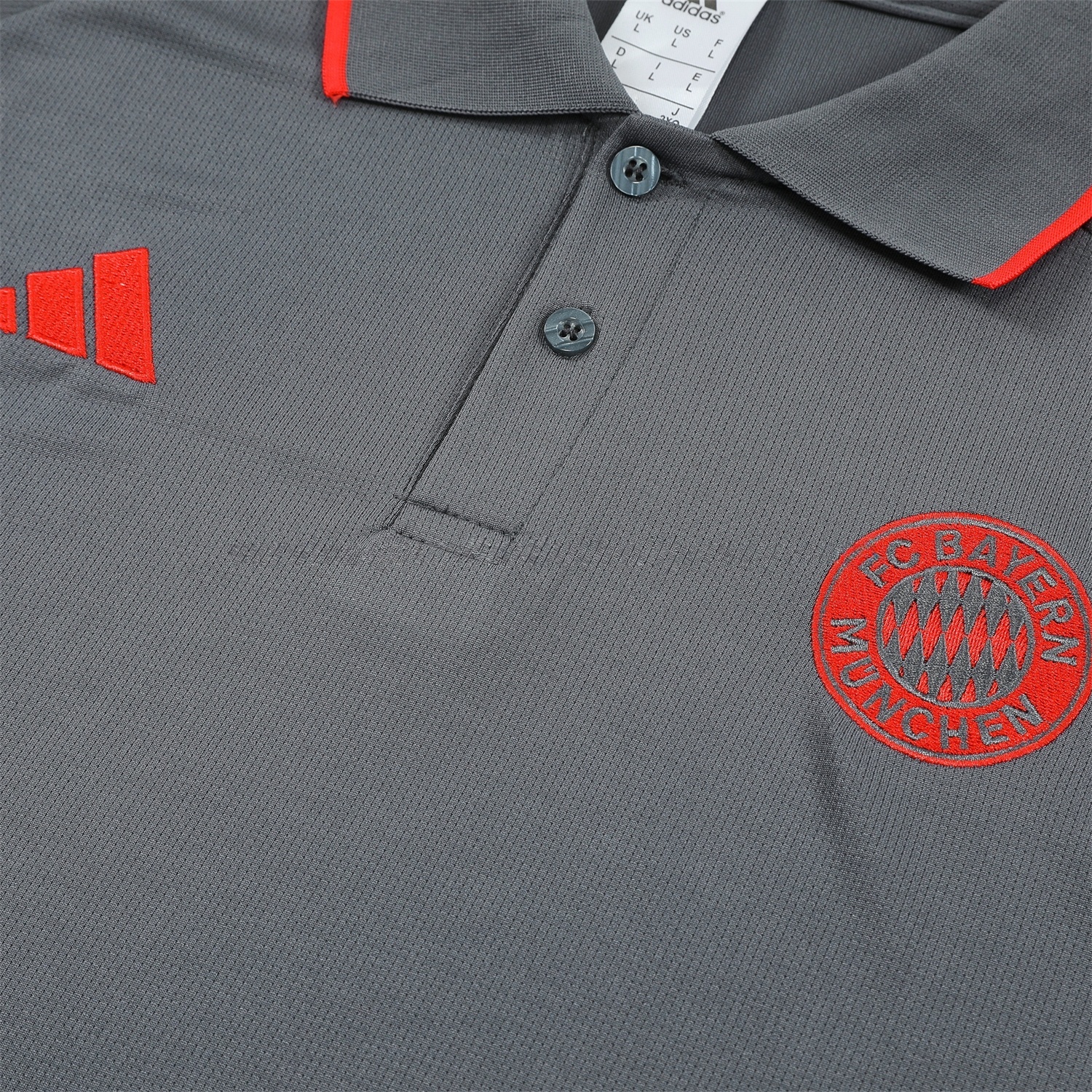 Bayern Munich 25-26 POLO Short-Sleeve Training Set - Deep Grey With Red Top and Pants - UnitedFutballJersey