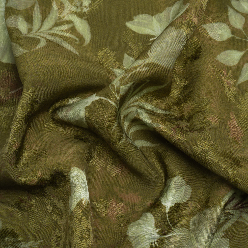 Floral Viscose Jacquard Print - Olive Green Leafy Floral - Mood Exclusive Willow Wanderer - Joann Fabrics