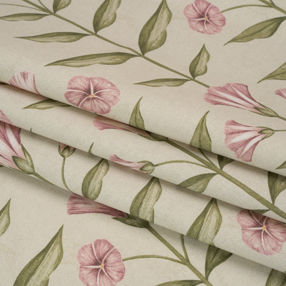 Printed Cotton Canvas - Sage Balanced Flower Stems - British Imported - Joann Fabrics