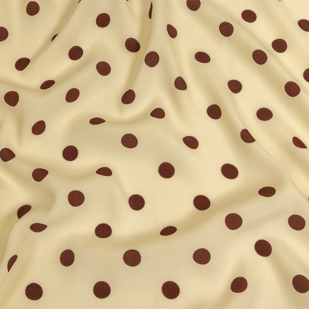 Sustainable Viscose Woven Print - Cream and Brown Polka Dots - Mood Exclusive Rockabilly Revue - Joann Fabrics