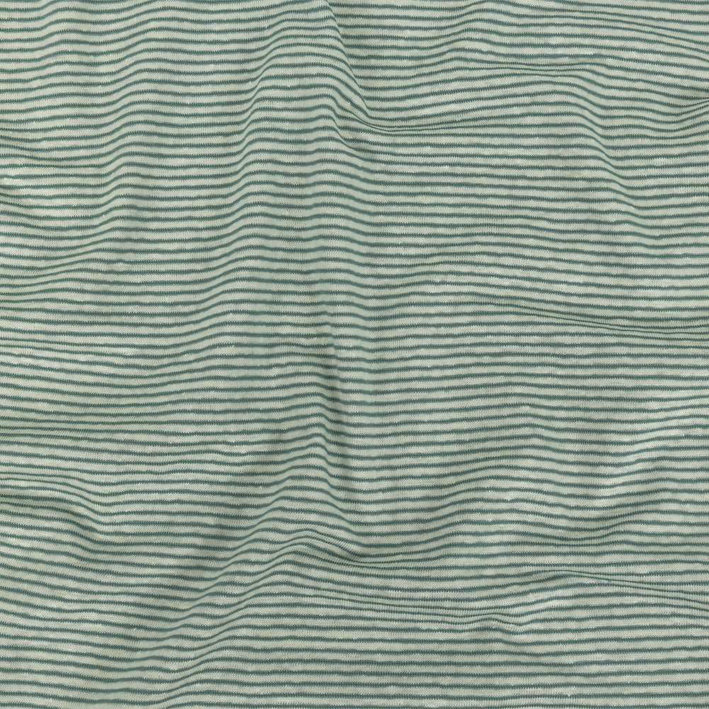 Theory Moss Green and White Alyssum Striped Linen Knit - Joann Fabrics