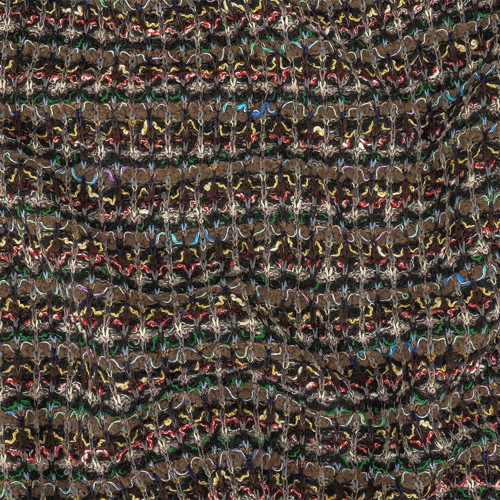 Italian Army Green, Yellow and Hot Pink Stripes Boucled Wool Sweater Knit - Joann Fabrics