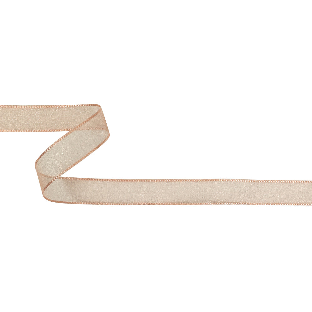 Peach Shimmering Organza Ribbon with Woven Edges - 0.75